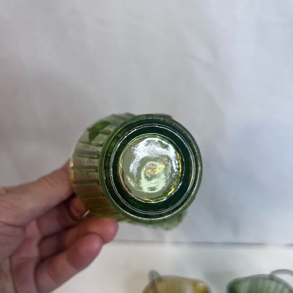 VTG Hazel Atlas Depression Glass Coal Bucket Ashtrays Scuttle 3 Green-1 Amber 2" - Picture 5 of 6